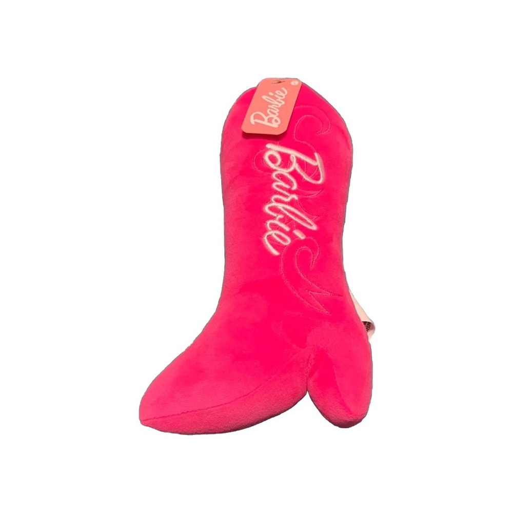 Barbie Pink Plush Cowboy Boot Dog Toy Mattel Western Cowgirl Squeaker NWT Rare